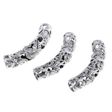 Maxbell 3Pieces Silver Tube Charm Loose Spacer Beads Bracelet Jewelry Finding Size L