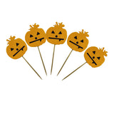 Maxbell 5 Pieces Felt Pumpkin Shape Cake Toppers Cake Picks for Halloween Party #1