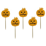 Maxbell 5 Pieces Felt Pumpkin Shape Cake Toppers Cake Picks for Halloween Party #1
