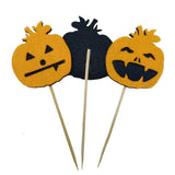 Maxbell 5 Pieces Felt Pumpkin Shape Cake Toppers Cake Picks for Halloween Party #1