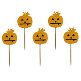Maxbell 5 Pieces Felt Pumpkin Shape Cake Toppers Cake Picks for Halloween Party #1