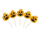 Maxbell 5 Pieces Felt Pumpkin Shape Cake Toppers Cake Picks for Halloween Party #2