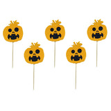 Maxbell 5 Pieces Felt Pumpkin Shape Cake Toppers Cake Picks for Halloween Party #2