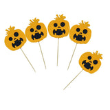 Maxbell 5 Pieces Felt Pumpkin Shape Cake Toppers Cake Picks for Halloween Party #2
