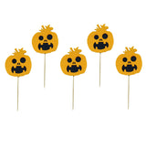 Maxbell 5 Pieces Felt Pumpkin Shape Cake Toppers Cake Picks for Halloween Party #2