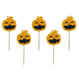 Maxbell 5 Pieces Felt Pumpkin Shape Cake Toppers Cake Picks for Halloween Party #3