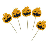 Maxbell 5 Pieces Felt Pumpkin Shape Cake Toppers Cake Picks for Halloween Party #3
