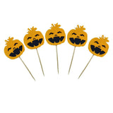 Maxbell 5 Pieces Felt Pumpkin Shape Cake Toppers Cake Picks for Halloween Party #3