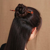Max 6pcs Wooden Hair Pin Women's Chinese Hair Stick Pin Wood Flower Pattern Girl