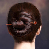 Max 6pcs Wooden Hair Pin Women's Chinese Hair Stick Pin Wood Flower Pattern Girl