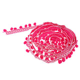 Maxbell 3 Yards 32mm Pom Pom Ball Fringe Ribbon Trim for Sewing Decoration Rose red