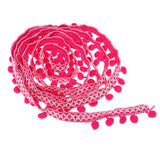 Maxbell 3 Yards 32mm Pom Pom Ball Fringe Ribbon Trim for Sewing Decoration Rose red