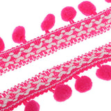 Maxbell 3 Yards 32mm Pom Pom Ball Fringe Ribbon Trim for Sewing Decoration Rose red