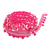 Maxbell 3 Yards 32mm Pom Pom Ball Fringe Ribbon Trim for Sewing Decoration Rose red