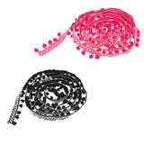 Maxbell 3 Yards 32mm Pom Pom Ball Fringe Ribbon Trim for Sewing Decoration Rose red