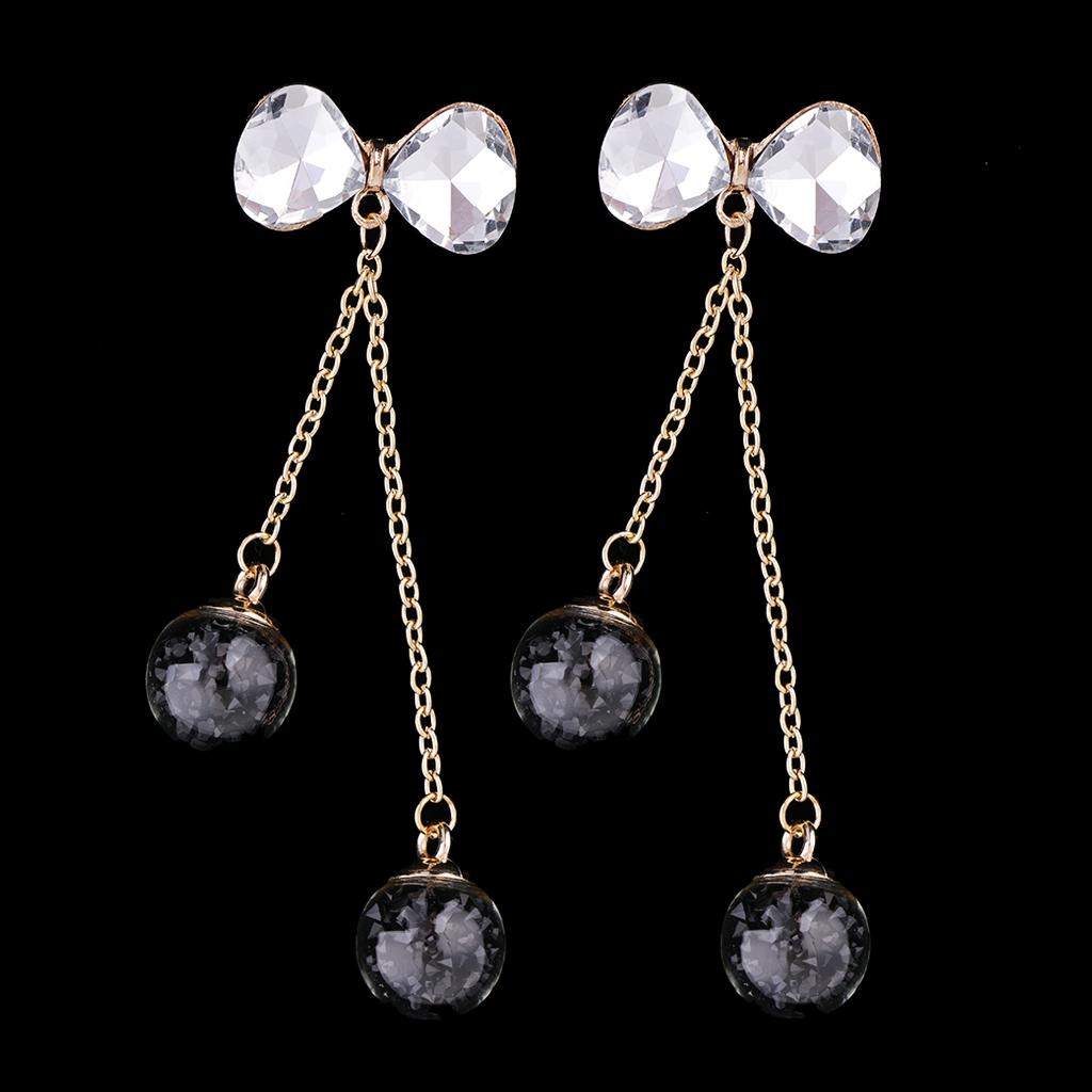 Maxbell 2 Pieces Tassel Bowknot Pendant Rhinestone Buttons Crystal Embellishment