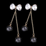 Maxbell 2 Pieces Tassel Bowknot Pendant Rhinestone Buttons Crystal Embellishment