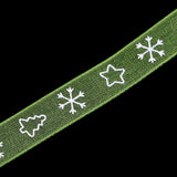 Maxbell 10mm Snowflake Christmas Trim Satin Ribbon Christmas Decor Green