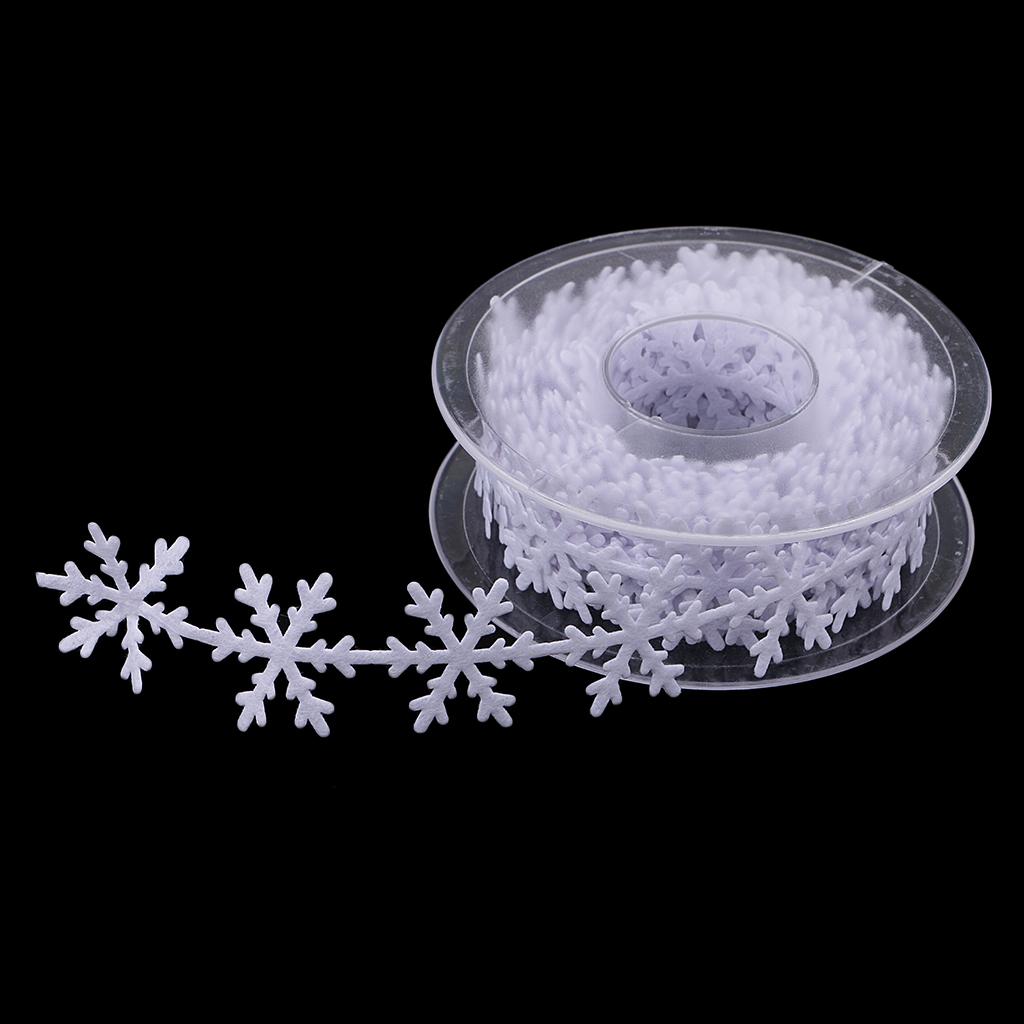 Maxbell 10 Meters Polyester Snowflake Ribbon Trim for Christmas Gift Wrapping White