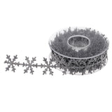 Maxbell 10 Meters Polyester Snowflake Ribbon Trim for Christmas Gift Wrapping Grey