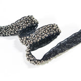 Maxbell 1 Yard Pearl Beaded Galloon Ribbon Lace Trim Embellishment Black and grey