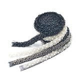 Maxbell 1 Yard Pearl Beaded Galloon Ribbon Lace Trim Embellishment Black and grey