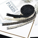 Maxbell 1 Yard Pearl Beaded Galloon Ribbon Lace Trim Embellishment Black and grey