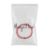 Maxbell 8mm Unisex Natural Pine Stone Lava Rock Beads Bracelet Charm Jewelry Red