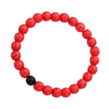Maxbell 8mm Unisex Natural Pine Stone Lava Rock Beads Bracelet Charm Jewelry Red