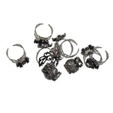 Max 10 pcs Victorian 15mm Blank Crown Bezel Base Adjustable Filigree Ring Hematite