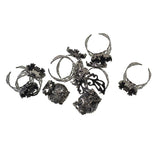 Max 10 pcs Victorian 15mm Blank Crown Bezel Base Adjustable Filigree Ring Hematite