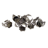 Max 10 pcs Victorian 15mm Blank Crown Bezel Base Adjustable Filigree Ring Hematite
