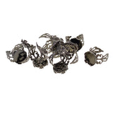 Max 10 pcs Victorian 15mm Blank Crown Bezel Base Adjustable Filigree Ring Hematite