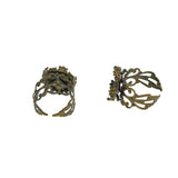 Max 10 pcs Victorian 15mm Blank Crown Bezel Base Adjustable Filigree Ring Bronze