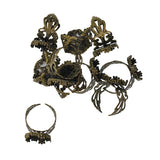 Max 10 pcs Victorian 15mm Blank Crown Bezel Base Adjustable Filigree Ring Bronze