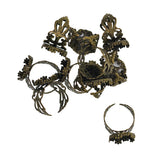 Max 10 pcs Victorian 15mm Blank Crown Bezel Base Adjustable Filigree Ring Bronze