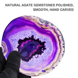 Maxbell 1 Piece 80-100mm Agate Quartz Crystal Slices Coaster Home Ornament Purple