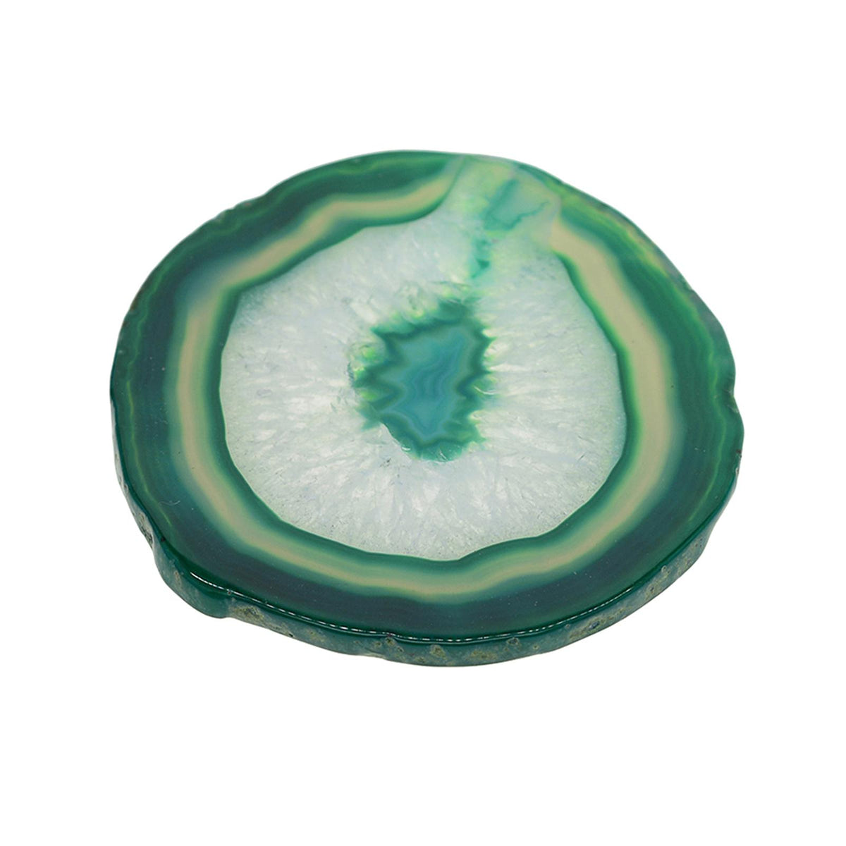 Maxbell 1 Piece 80-100mm Agate Quartz Crystal Slices Coaster Home Ornament Green