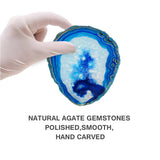 Maxbell 1 Piece 80-100mm Agate Quartz Crystal Slices Coaster Home Ornament Navy blue