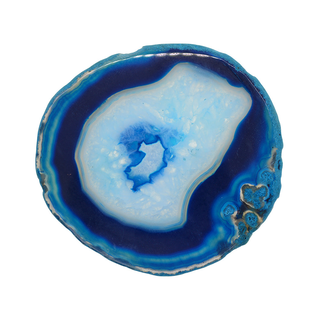 Maxbell 1 Piece 80-100mm Agate Quartz Crystal Slices Coaster Home Ornament Navy blue