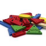 Maxbell 30 Pieces Mixed Geometric Flatback Wooden Sewing Buttons DIY Scrapbook Craft