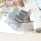Maxbell 10 Pieces DIY Blank Metal Hair Clips Side Comb 20 Teeth Bridal Accessories