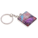 Maxbell Double Sides Crystal Glass Square Keychain Key Buckle Bag Key Ring Chain