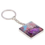 Maxbell Double Sides Crystal Glass Square Keychain Key Buckle Bag Key Ring Chain