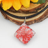 Maxbell 1 Piece Dried Flower Crystal Pendants Glass Pendant DIY Jewelry Dark Blue