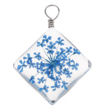 Maxbell 1 Piece Dried Flower Crystal Pendants Glass Pendant DIY Jewelry Dark Blue