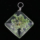 Maxbell 1 Piece Dried Flower Crystal Pendants Glass Pendant DIY Jewelry Light Green