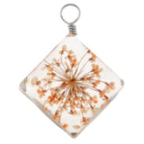 Maxbell 1 Piece Dried Flower Crystal Pendants Glass Pendant DIY Jewelry Coralline