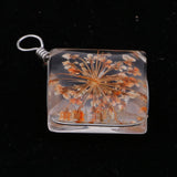 Maxbell 1 Piece Dried Flower Crystal Pendants Glass Pendant DIY Jewelry Coralline