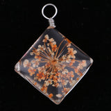 Maxbell 1 Piece Dried Flower Crystal Pendants Glass Pendant DIY Jewelry Coralline